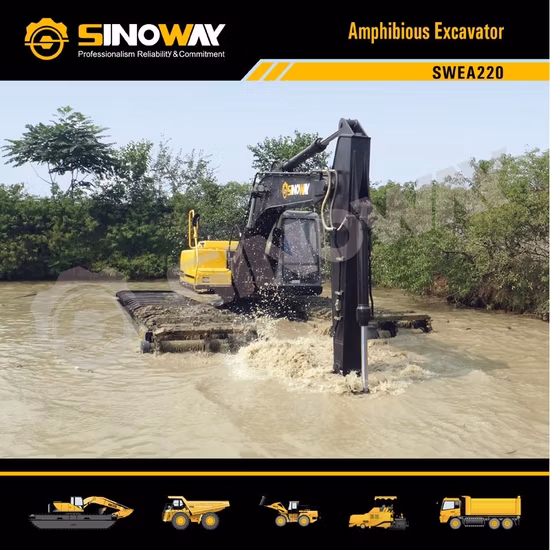 Мини-гидравлический гусеничный экскаватор-амфибия для водно-болотных угодий на продажу Речной плавучий экскаватор 30-тонный экскаватор для выемки песка с понтоном для болотных болот и воды